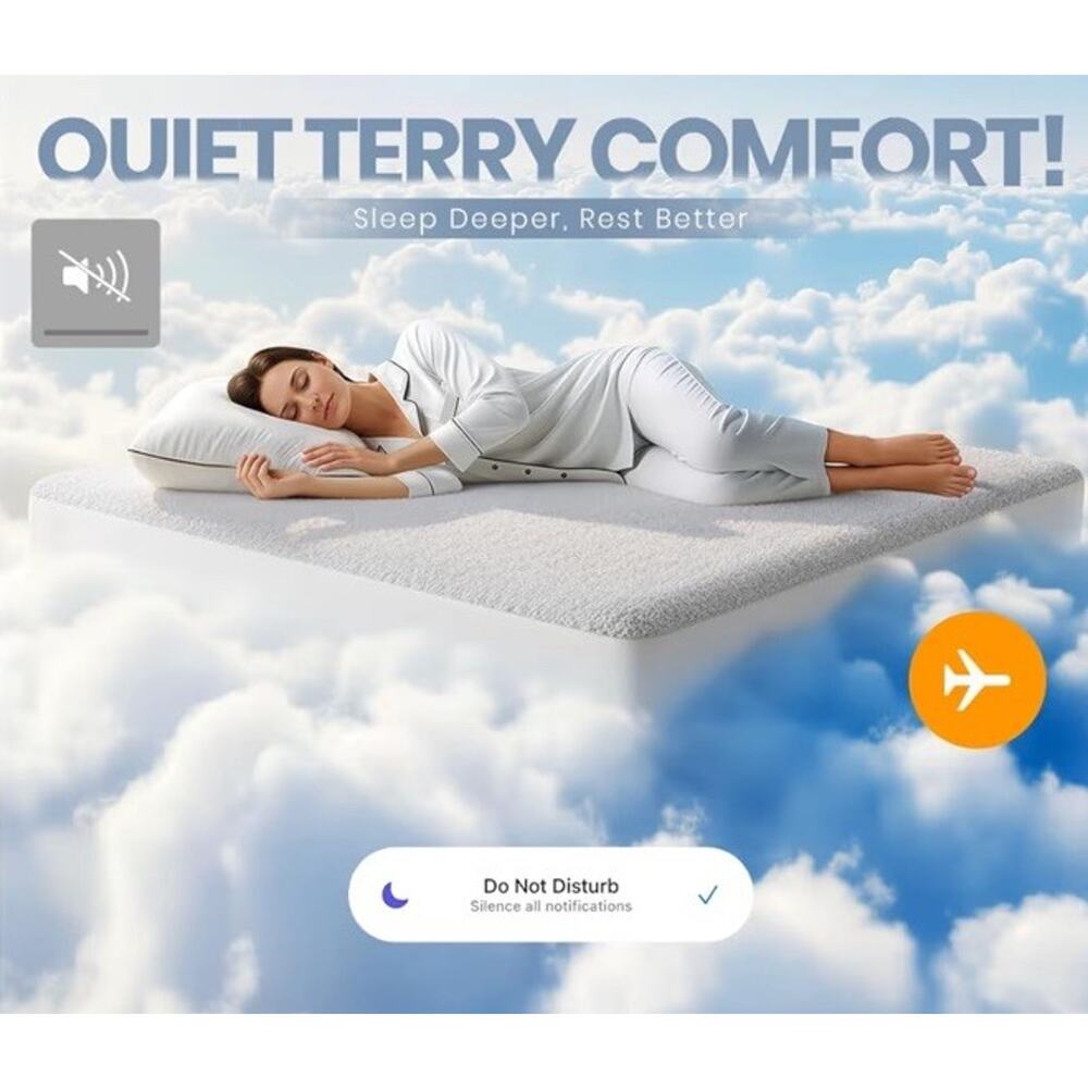 Full Mattress Protector Waterproof Terry Cover Deep Pocket White New - Picture 5 of 5